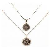Jewelry Lot of 2 Sterling Silver Coin Necklaces