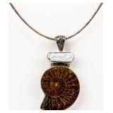 Jewelry Sterling Silver Fossil / Shell Necklace