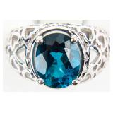 Jewelry Sterling Silver Blue Stone Cocktail Ring