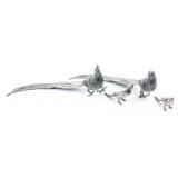 2 Vintage Silver Plated Pheasants + Salt & Pepper