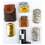 6 Cigarette Lighters and 2 Lighter Cases
