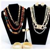Jewelry Ivory & Stone Necklaces, Earrings+