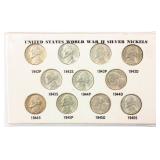 Coin Jefferson Wartime Nickel Set 11 Coins