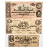 Coin 3 Genuine Confederate Notes $2, $5 & $20