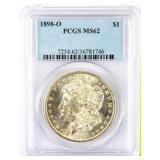 Coin 1898-O Morgan Silver Dollar PCGS MS62