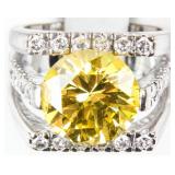 Jewelry Sterling Silver Yellow Stone Cocktail Ring