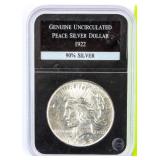 Coin 1922 Peace Silver Dollar Certified Unc.