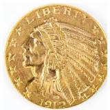 Coin 1912 United States $5 Gold Indian Extra Fine