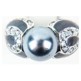 Jewelry Sterling Silver Faux Pearl Cocktail Ring