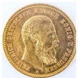 Coin 1888 Prussia 10 Mark Gold Coin BU