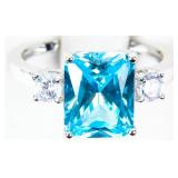 Jewelry Sterling Silver Blue Topaz Cocktail Ring