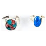Jewelry Lot of 2 Sterling Silver Turquoise Rings