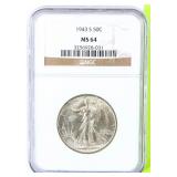 Coin 1943-S Walking Liberty Half Dollar NGC MS64