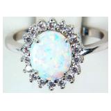 Jewelry Sterling Silver Opal Cocktail Ring