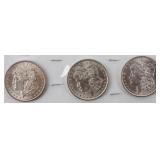 Coin 3 Morgan Silver Dollars 1897, 1896 & 1880 BU
