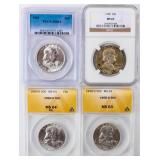 Coin 4 Certified Franklin Half Dollars 1950