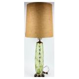 Vintage Green Glass Electric Table Lamp