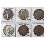 Coin 6 Peace Silver Dollars Nice Group
