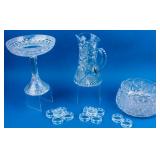 Lot of  Vintage Cut Crystal Bowls, Pitcher & Rings