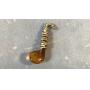Amber and Sterling Silver Saxophone Brooch