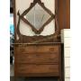 Antique Oak Dresser with Ornate Attached Mirror