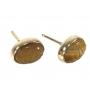 14K Engraved Tigers Eye Earrings