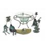 7 Mixed Metal Frog Candle Sticks & Dishes