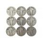 9 Standing Liberty Silver Quarters, US Coins