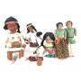 5 NA Style Dolls in Native Dress, Couple w Baby +