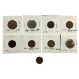 8 Indian Head Cents & Two Cent Piece