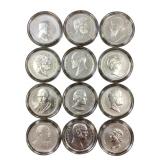 12 US Mint Presidential Medals; each 1 oz .999