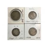 3 Barber Quarters & 1 Half Dollar