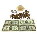 Empty bank, 116 Lincoln Cents teens to 60