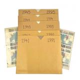 WWII Related US Stamps in Sets by Year; 1941-1945