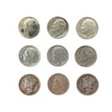 9 Silver US Dimes