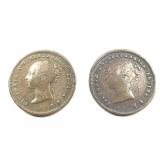 1843 and 1844 GB 1/2 Farthing