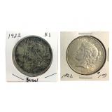 2 1922 Peace Dollars