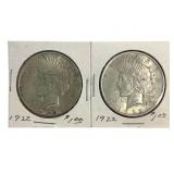 2 1922 Peace Dollars
