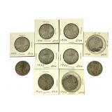 10 Walking Liberty Half Dollars 1942-1947
