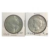 2 1923 Peace Dollars