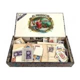 Cigar Box w Cancelled U.S. Stamps: Many Early 1900