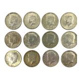 12 Kennedy Half Dollars - 40% Silver