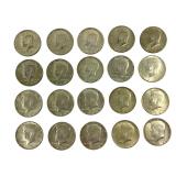 20 Kennedy Half Dollars - all 40% silver