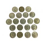 20 Kennedy Half Dollars - all 40% silver