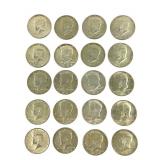 20 Kennedy Half Dollars - all 40% silver
