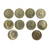10 1967 Kennedy Half Dollars - 40% Silver
