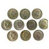 10 1968-D Kennedy Half Dollars - 40% Silver