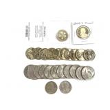 US Coin Lot: 11 Half Dollars, 14 Dollars