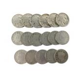 17 US Nickels 1897 - 1938