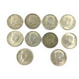 10 1967 Kennedy Half Dollars - 40% Silver